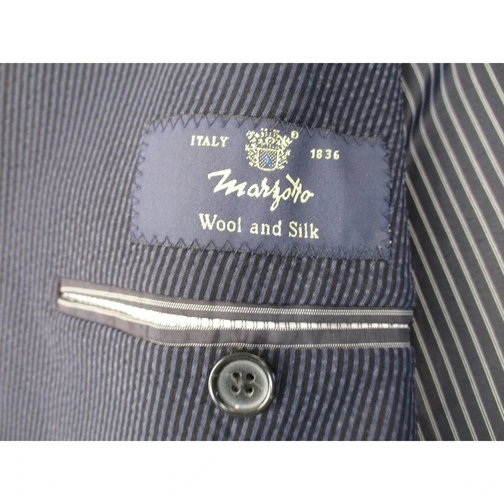 Banana Republic Marzotto Blazer Mens 40R Blue Seersucker Wool Silk Sport Coat